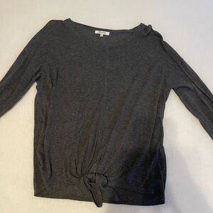 Madewell Dark Gray Knotted Long Sleeve Top